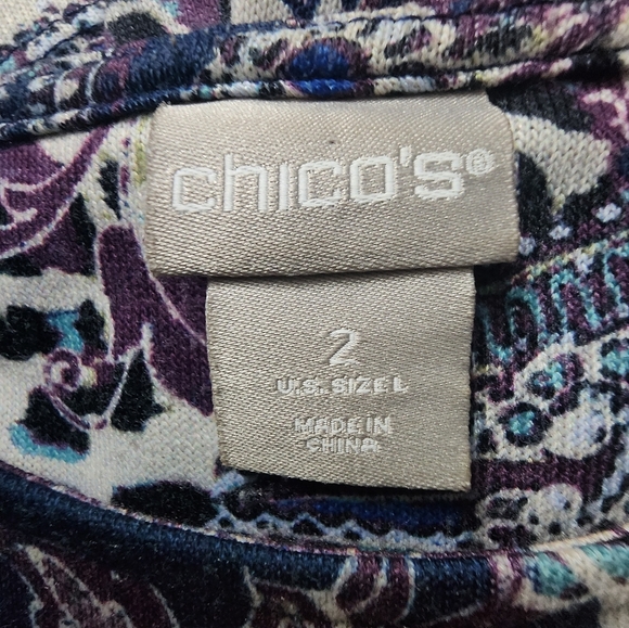 Chicos Womens Paisley Button-Back Tunic Size Large 2 Pockets High-Low Hem. - Picture 12 of 12